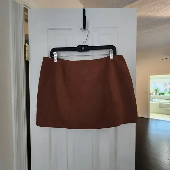 Brown Zara Faux Suede Lace-Up Mini Skirt | XL - Picture 2 of 8